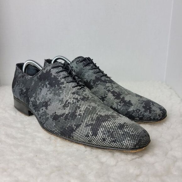 Messico Men's Size 9.5 Oxford Derby  Gray  Leather Camo Shoes - Picture 1 of 11